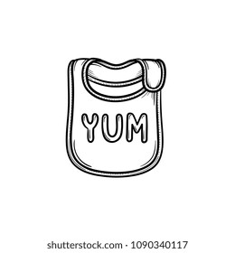 Baby bib hand drawn outline doodle icon. Baby bib as accessory for newborn baby vector sketch illustration for print, web, mobile and infographics isolated on white background.