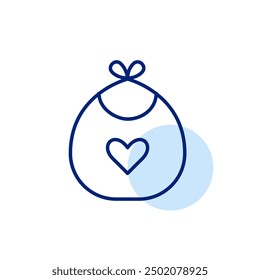 Baby bib with heart on it. Feeding infants with love and care. Pixel perfect, editable stroke icon