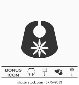 Baby bib icon flat. Black pictogram on white background. Vector illustration symbol and bonus button