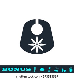 Baby bib icon flat. Black pictogram on white background. Vector illustration symbol and bonus button