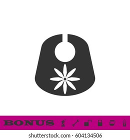 Baby bib icon flat. Black pictogram on white background. Vector illustration symbol and bonus button