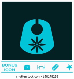 Baby bib icon flat. Blue pictogram on dark background. Vector illustration symbol and bonus icons