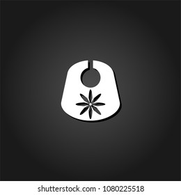 Baby bib icon flat. Simple White pictogram on black background with shadow. Vector illustration symbol