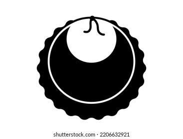 Baby bib icon isolated on white background. Child clothes for eating - black baby bib pictogram. Flat design simple style vector illustration for web design.