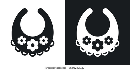 Baby bib icon pack in black color.