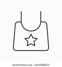 Baby bib icon in thin black lines