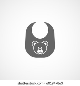 Baby Bib With Image Bear Flat Icon On White Background