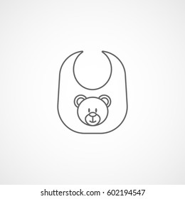 Baby Bib With Image Bear Line Icon On White Background