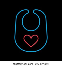 Baby bib isolated vector on black background icon. Graph symbol for children and newborn babies web site and apps design, logo, app, UI