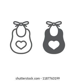 Baby bib line and glyph icon, child and clothes, wear sign, vector graphics, a linear pattern on a white background, eps 10.