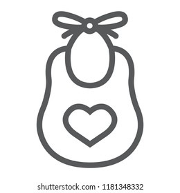 Baby bib line icon, child and clothes, wear sign, vector graphics, a linear pattern on a white background, eps 10.