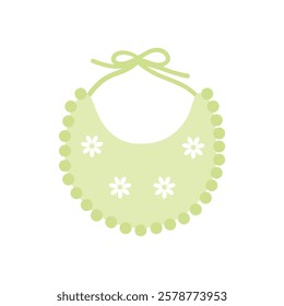 Baby bib. Newborn clothes. Child clothes for eating. Motherhood and childhood accessories. Vector illustration, isolated on white background.