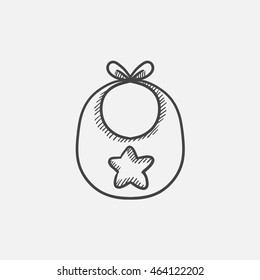 Baby bib sketch icon for web, mobile and infographics. Hand drawn vector isolated icon.