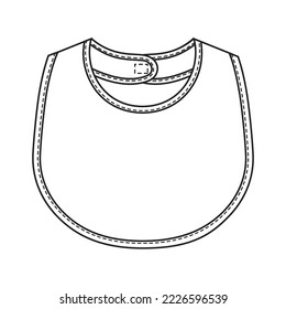 Baby bib template vector, black and white sketch svg