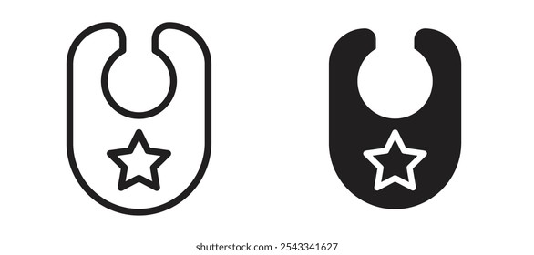 Baby Lätzchen Vektor Symbol Set schwarz gefüllt und umrissen Stil.