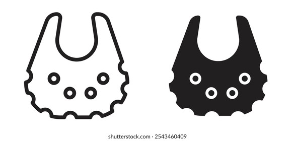 Baby bib vector icon set in black.