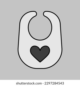 Baby bib vector isolated grayscale icon. Graph symbol for children and newborn babies web site and apps design, logo, app, UI
