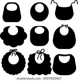 Baby bibs vector set isolated collection of baby acsessories