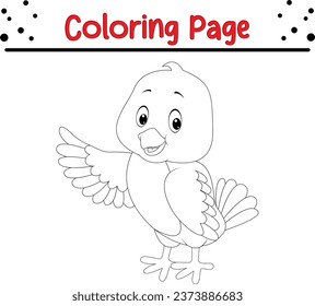 baby bird coloring page vector illustration. wildlife Coloring book for kids.