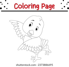 ilustración vectorial de la página de coloreado de pájaro bebé. libro de Colores de vida salvaje para niños.