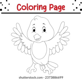 ilustración vectorial de la página de coloreado de pájaro bebé. libro de Colores de vida salvaje para niños.
