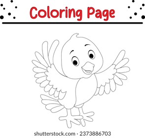 baby bird coloring page vector illustration. wildlife Coloring book for kids.
