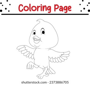 baby bird coloring page vector illustration. wildlife Coloring book for kids.