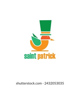 baby bird and hat icon symbol of Saint Patrick vector abstract illustration