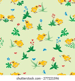 Baby birds seamless pattern background for textile print or web design