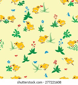 Baby birds seamless pattern background for textile print or web design
