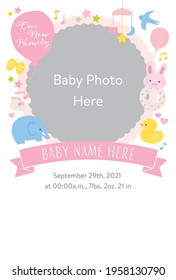 Baby Birth Announcement Card Template