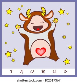 baby birth greeting card with star sign taurus. rasterized version also available in portfolio