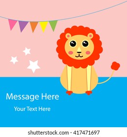 baby birth greeting card with star sign leo. rasterized version also available in portfolio