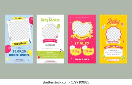 Baby Birthday Announcement Social Media Post Template