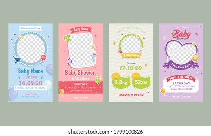 Baby Birthday Announcement Social Media Post Template