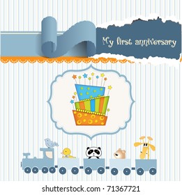 baby birthday card with cake