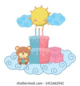 baby birthday party elements vector illustration