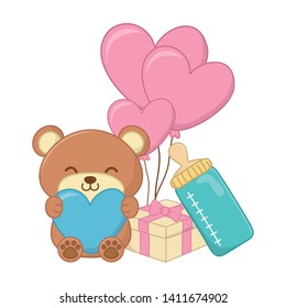 baby birthday party elements vector illustration