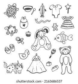 Baby birthday vector illustrations set
