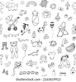 Baby birthday vector seamless pattern
