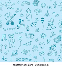 Baby birthday vector seamless pattern