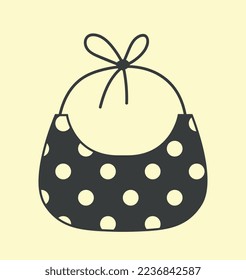 Baby black bib icon. Element of childrens clothing for hygiene and beauty. Sticker for social networks and instant messengers, minimalistic poster or banner. Cartoon flat vector illustration