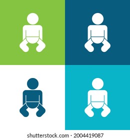 Baby Black Body Flat four color minimal icon set