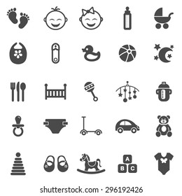 Baby black icons set.Vector