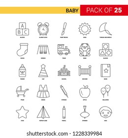 Baby Black Line Icon - 25 Business Outline Icon Set