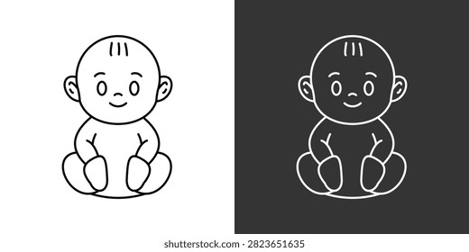 Baby Black And White Multiple Style Icon Set Collection Pack Vector Illustration
