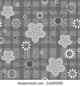 Baby black-white seamless. Vector illustration.