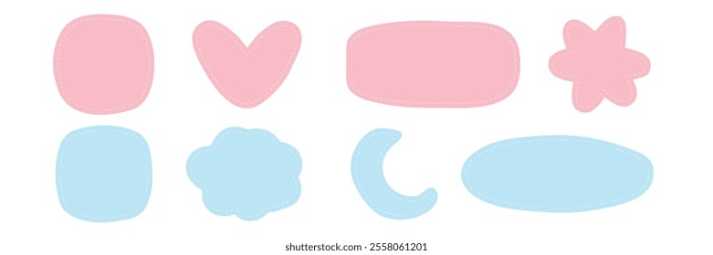 Baby blobs message set. Deform buble for text. Assymetrric childish shapes. Vector illustration on white background