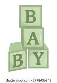 Baby Blocks Green Stack Alphabet Letters Newborn Announcement Clipart