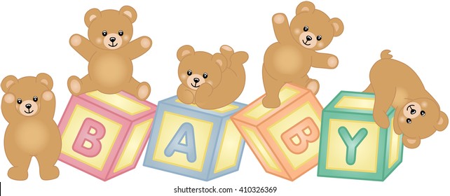 Baby Blocks With Teddy Bear
